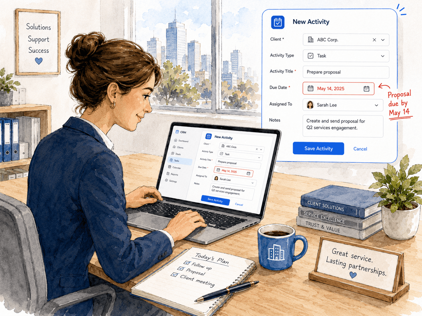 User creating an activity to prepare a proposal by a specific deadline.