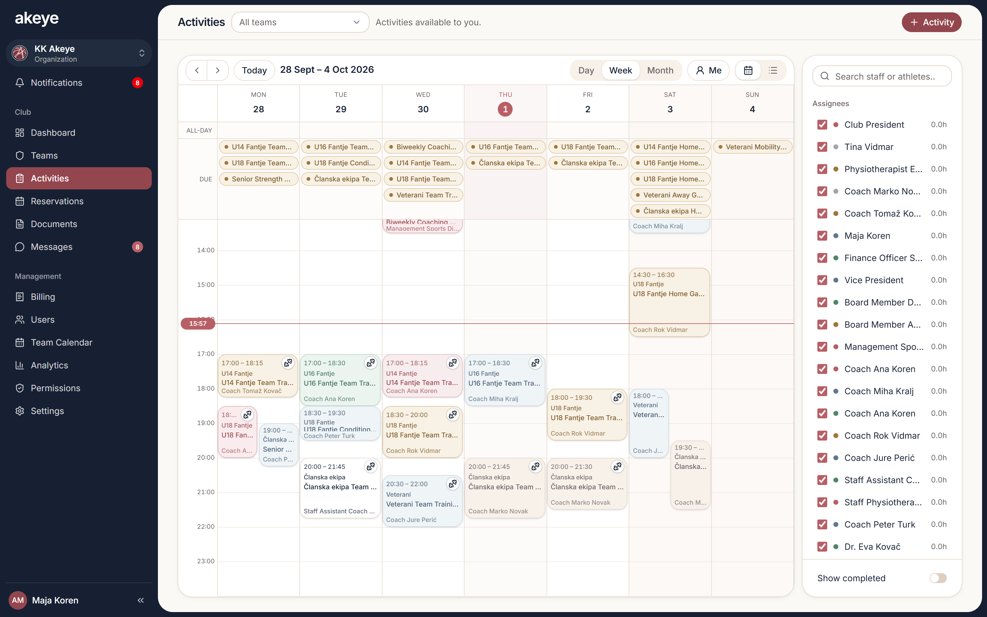 Activities calendar